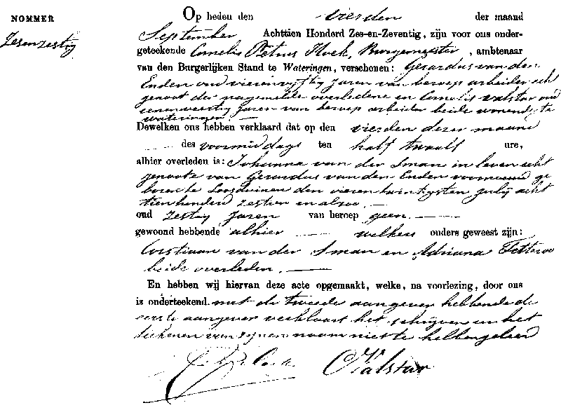 18760904 ovl akte 66 Johanna vd Sman ev Gerardus vd Enden